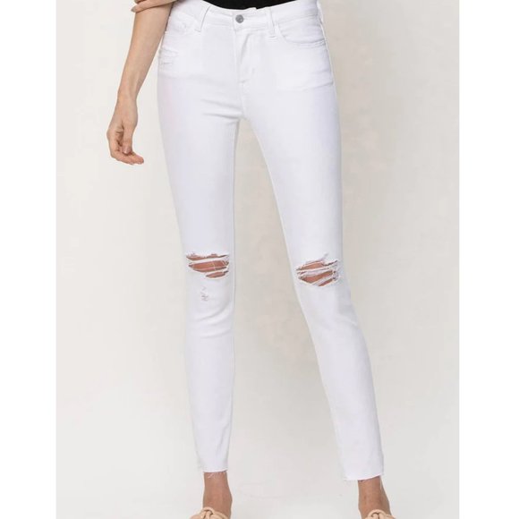 VERVET BY FLYING MONKEY Denim - Vervet Mid Rise Distressed Jean White Amber Size 29 NWT